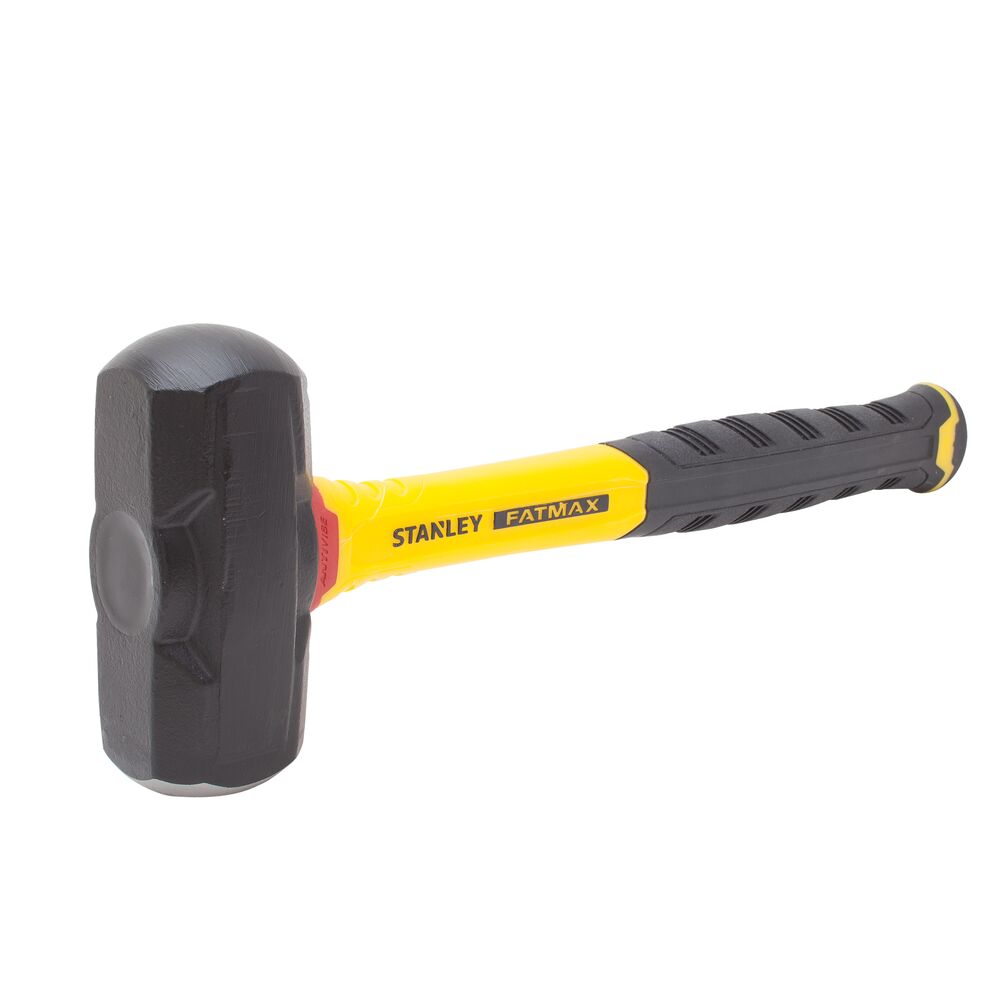STANLEY FMHT51297 sledge hammer with yellow and black grip handle, side angle on white background.